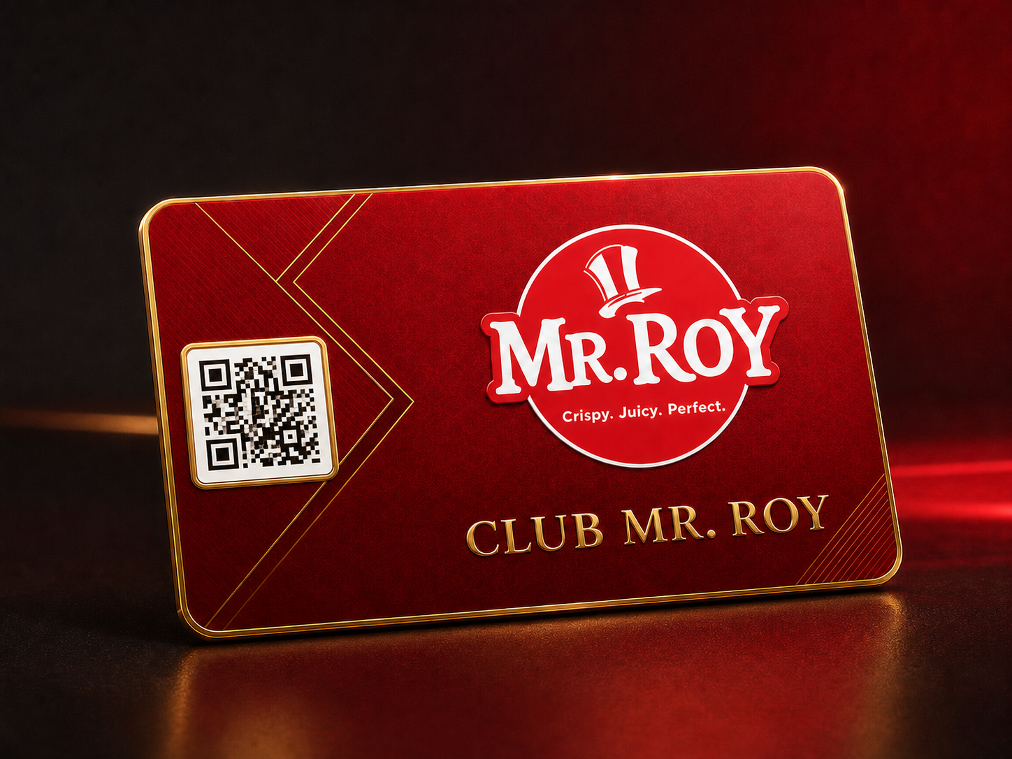Tarjeta Gold del Club Mr. Roy con código QR